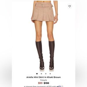 h:ours Ariella Mini Skirt in Khaki Brown